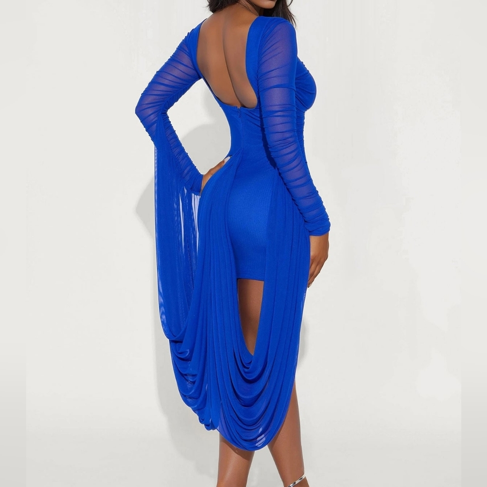Draped Mesh Mini Dress (S)